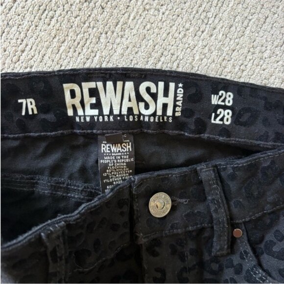 REWASH Black Velvet Leopard High Rise Slim Fit Jeans - Picture 4 of 4